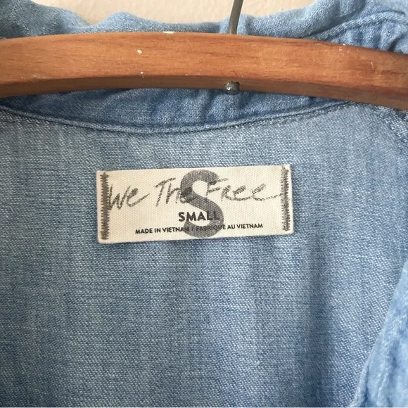 Free People We the Free Hannah Long Sleeve Denim Mini Dress - Picture 6 of 9